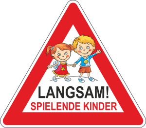 Schild Achtung Kinder, Spielplatz, spielende Kinder Schild